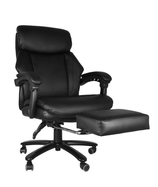 High Back Office  Chair with High Quality PU Leather, Soft Cushion and Footrest, Tilt Function Max 130°,400lbs,Black image