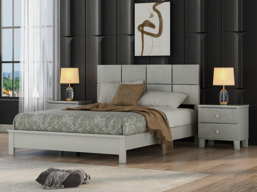 3 pieces Champagne Silver Bedroom Sets Queen Bed + Nightstand*2 image