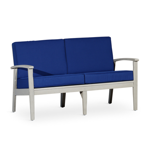 Eucalyptus Loveseat with Cushions, Driftwood Gray Finish, Navy Cushions image