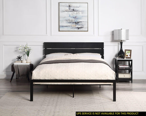 Black Metal Frame Queen Size Bed 1pc image