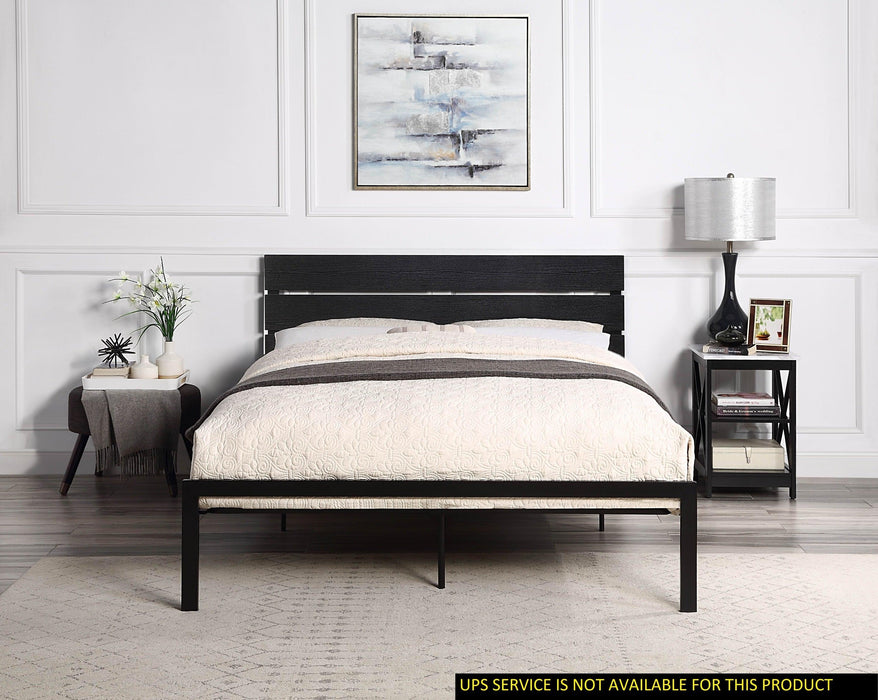 Black Metal Frame Queen Size Bed 1pc image