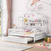 Wooden Full Size House Bed with Twin Size Trundle,Kids Bed with Shelf, White image